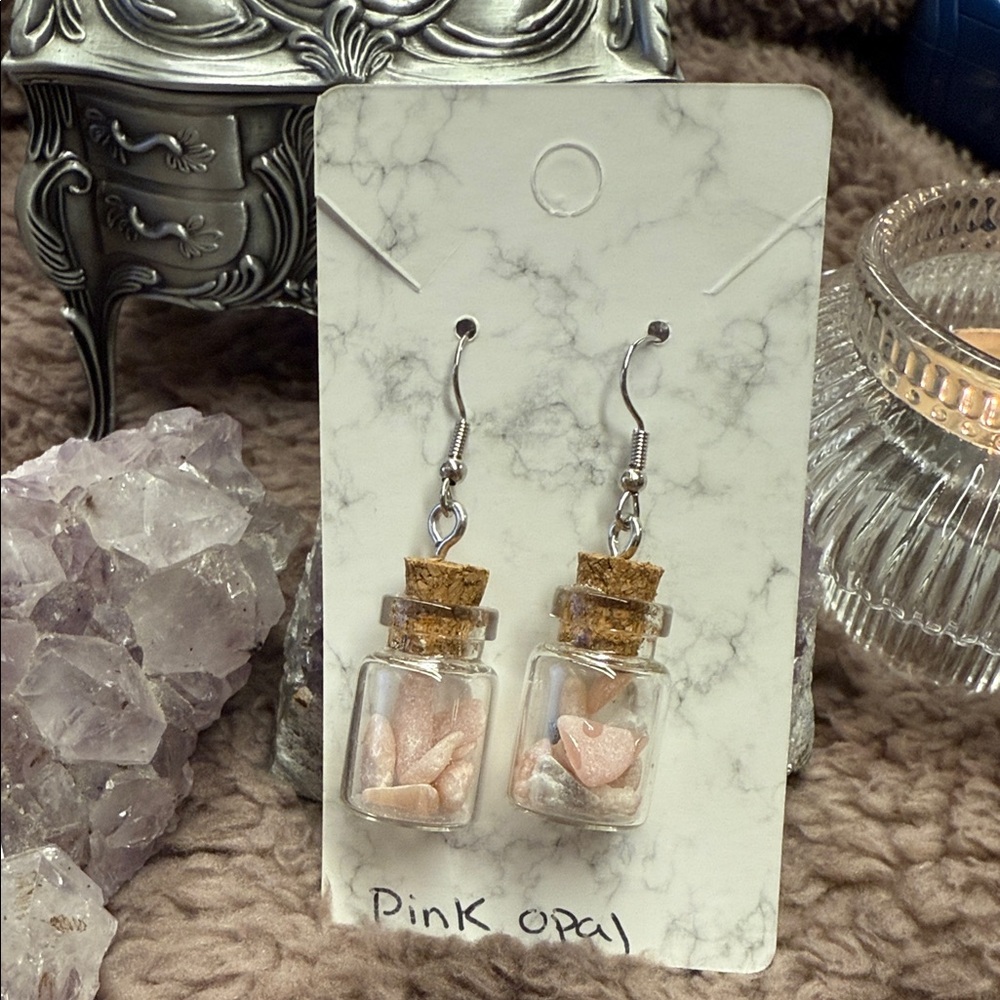 Pink Opal Dangle Earrings
